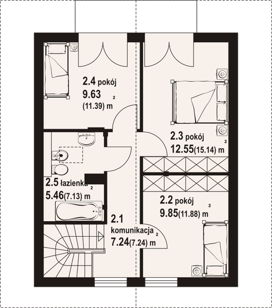 Poddasze projektu Grochowo aa 70 dw