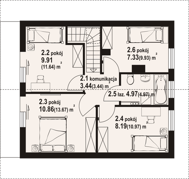 Poddasze projektu Gryfice aa 70 dw