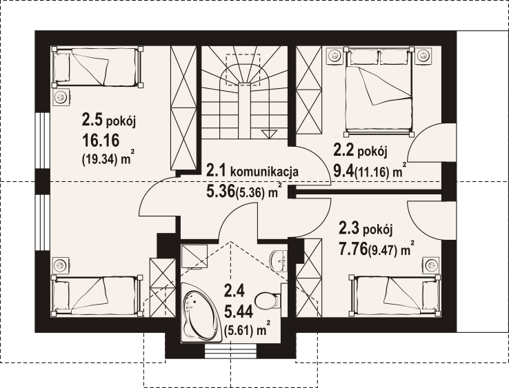 Poddasze projektu Modrowo aa 70 dw