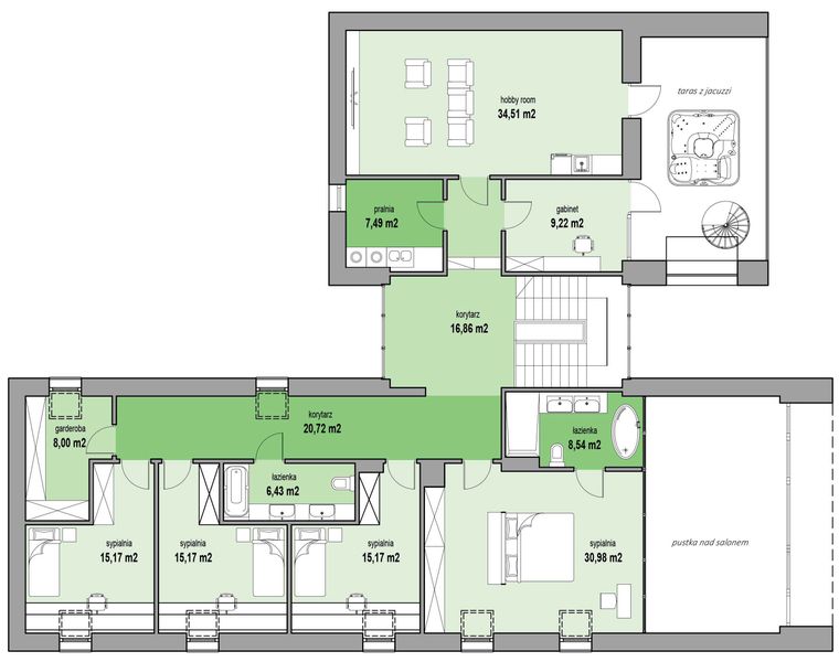 Piętro 1 projektu MJS-117