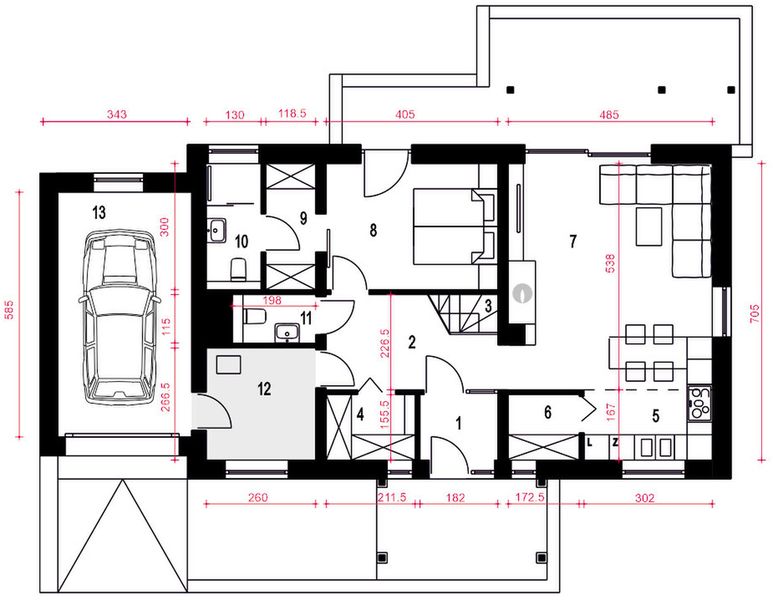 Parter projektu Ziomek z garażem 1-st. [A]
