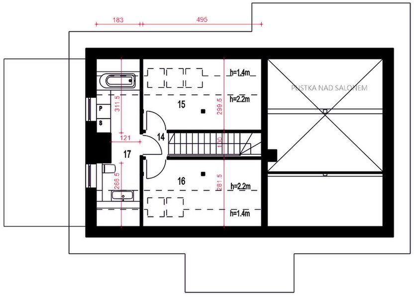 Poddasze projektu Ziomek z garażem 1-st. [A]