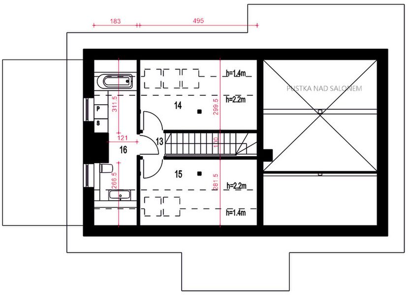 Poddasze projektu Ziomek z wiatą [A1]