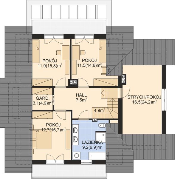 Poddasze projektu APS 260 wariant 2