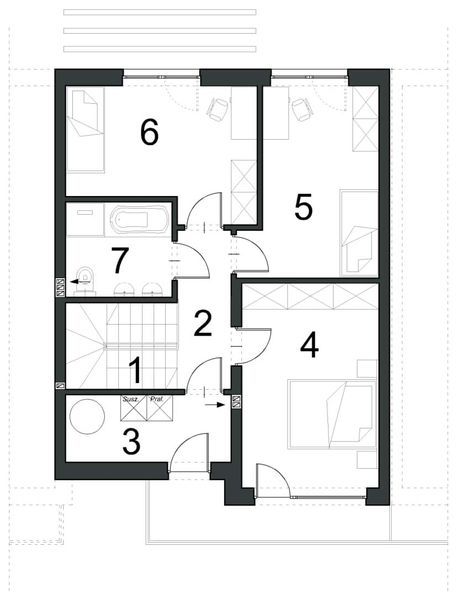 Piętro 1 projektu EG-88 segment środkowy