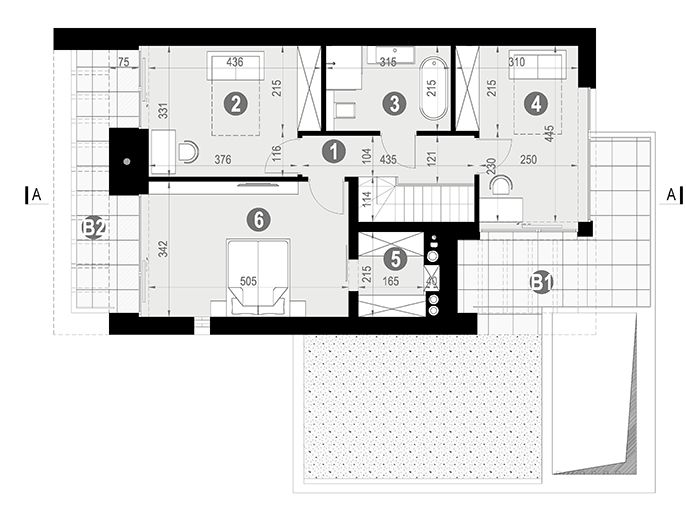 Piętro 1 projektu NewHouse 744 w1