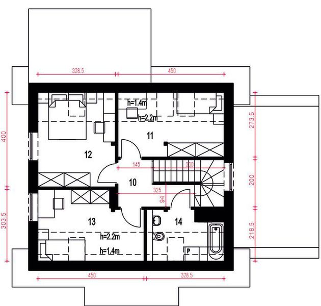Poddasze projektu Figa z garażem 1-st. [A]