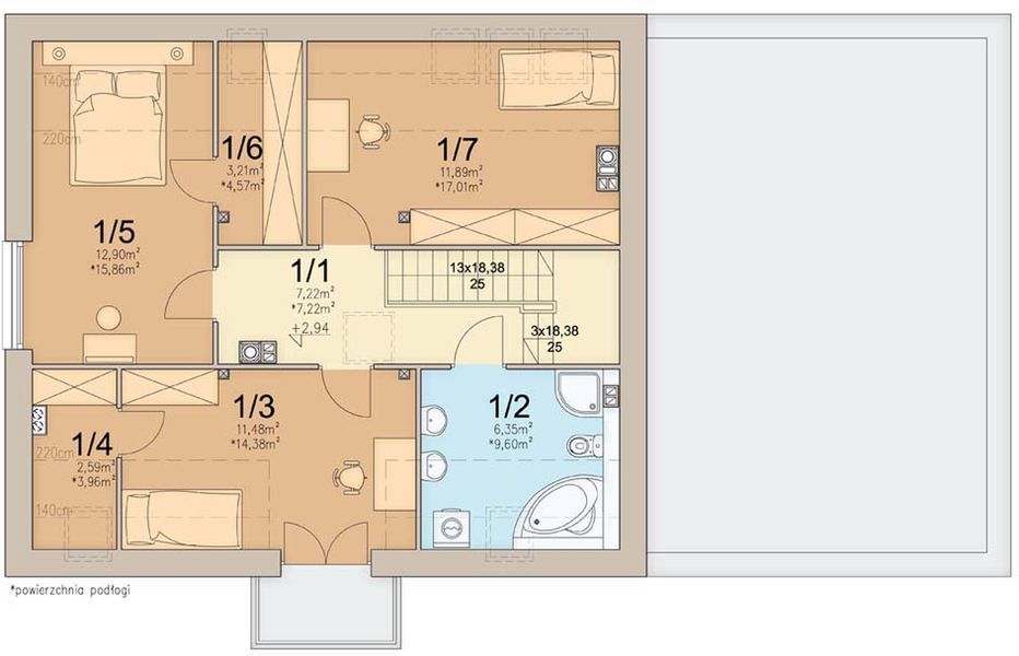 Poddasze projektu Tamarillo 6 modern s2