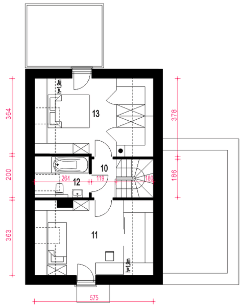 Poddasze projektu Ada z garażem 1-st. [A]