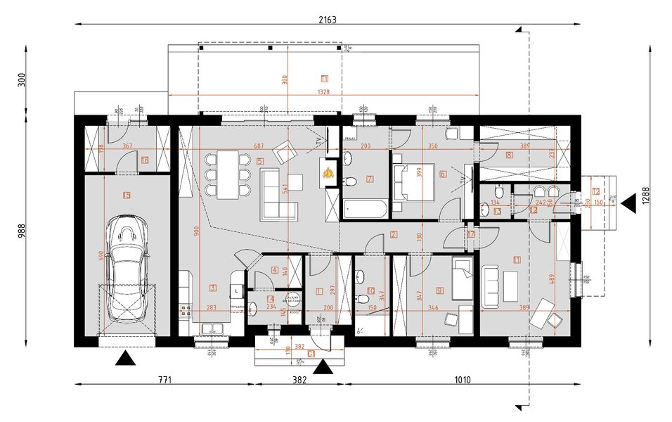 Parter projektu D292B - wersja drewniana