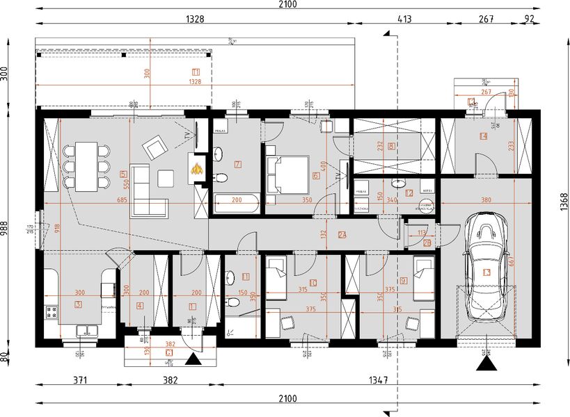 Parter projektu D292D - wersja drewniana