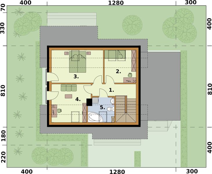 Poddasze projektu Santorini szkielet drewniany
