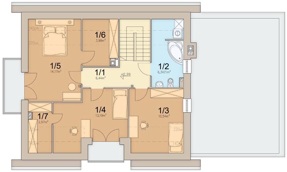 Poddasze projektu Tofi 4 modern s2