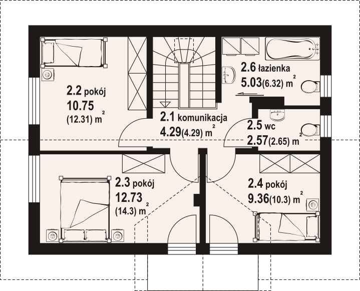Poddasze projektu Jarkowo aa 70 dws