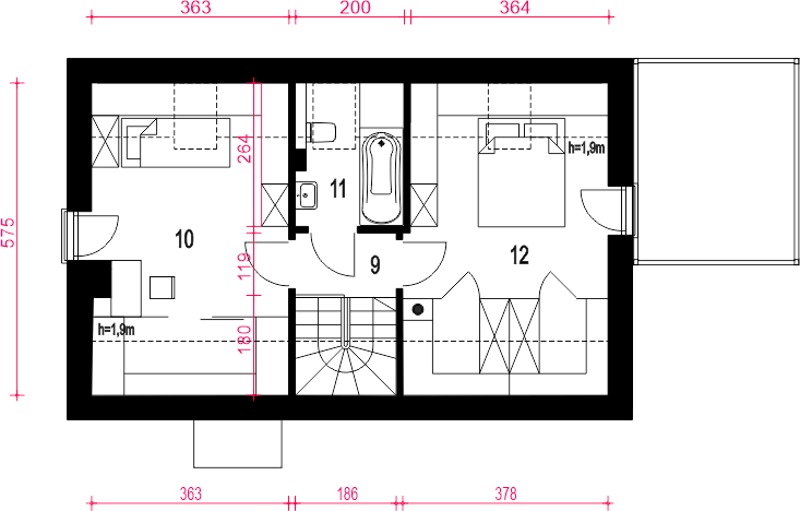 Poddasze projektu Ada II bez garażu [B]