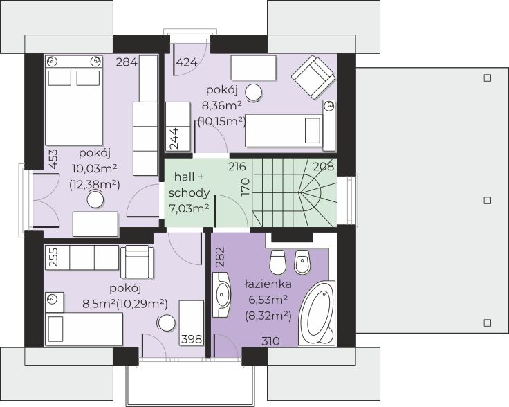 Poddasze projektu Dom przy Wiosennej 23