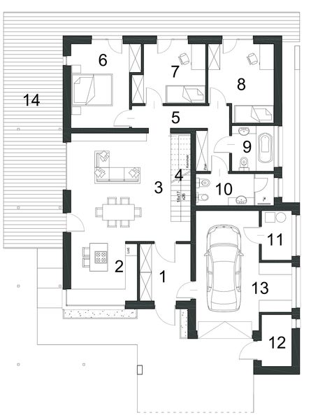 Parter projektu Modernistyczny D12 wariant I