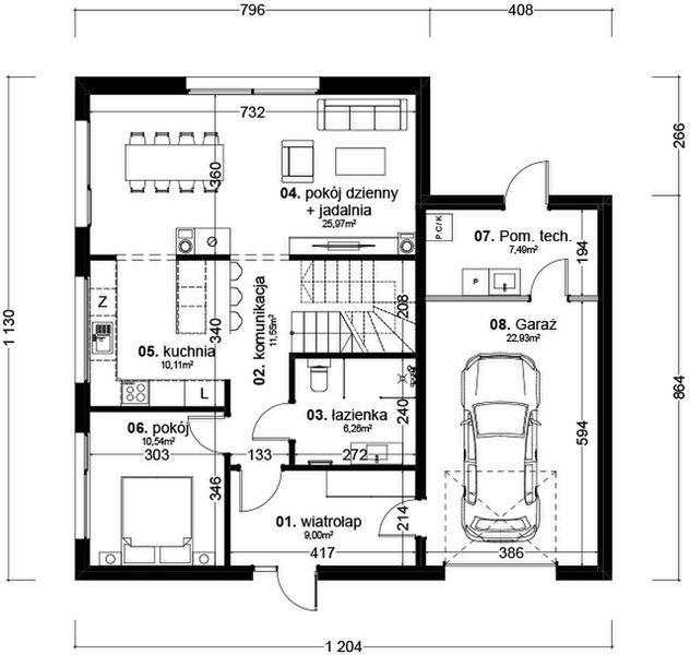 Parter projektu Dom prefabrykowany P.5