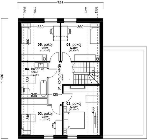 Poddasze projektu Dom prefabrykowany P.5