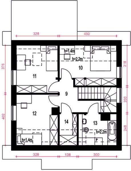 Poddasze projektu Daktyl bez garażu [B]