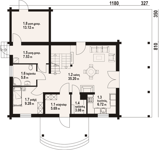 Parter projektu Jurgów średni 7 dw
