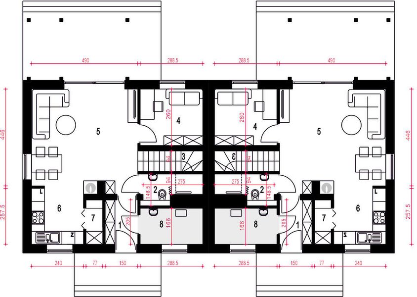 Parter projektu Figa bez garażu bliźniak [B-BL]