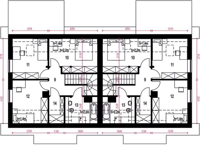Poddasze projektu Daktyl bez garażu bliźniak [B-BL]