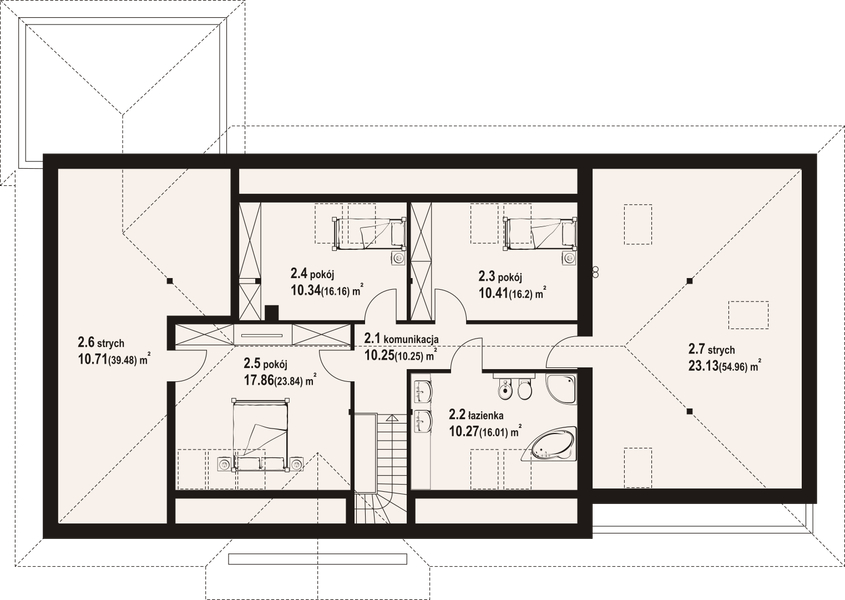 Poddasze projektu Dęborzyce 25 dwst