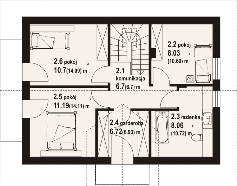 Poddasze projektu Miłowo 5m