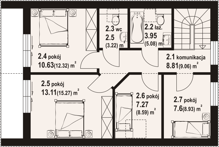 Poddasze projektu Trzebowice a3 pcr