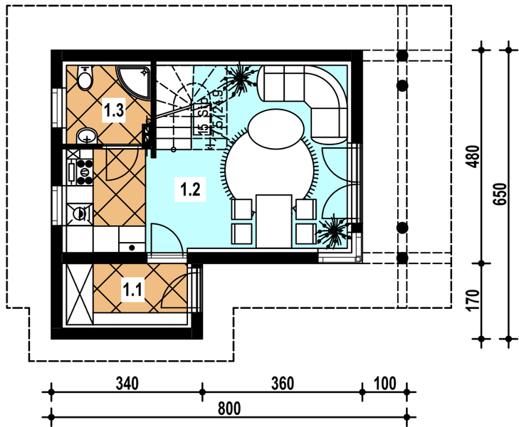 Parter projektu A-152 Dom agrestowa z bali