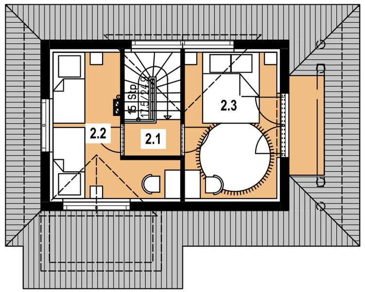 Poddasze projektu A-152 Dom agrestowa szkieletowy