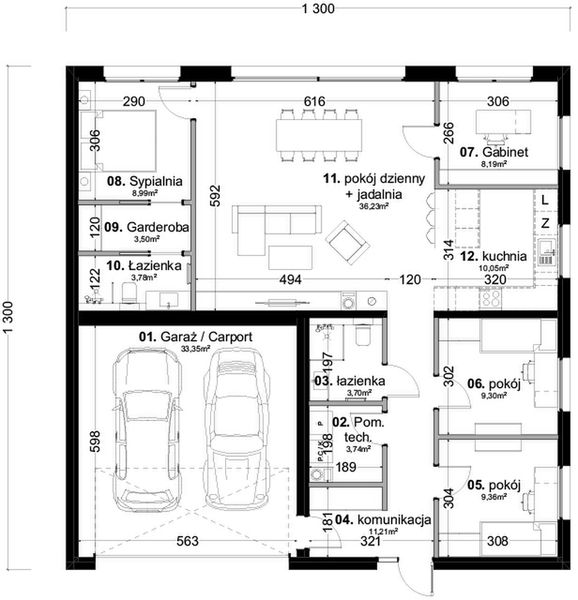 Parter projektu Dom prefabrykowany P.8