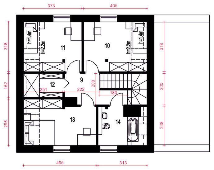 Poddasze projektu Daktyl II z wiatą [A1]