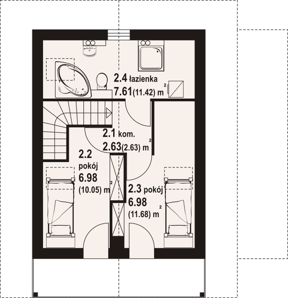 Poddasze projektu Gajówko 13 dw
