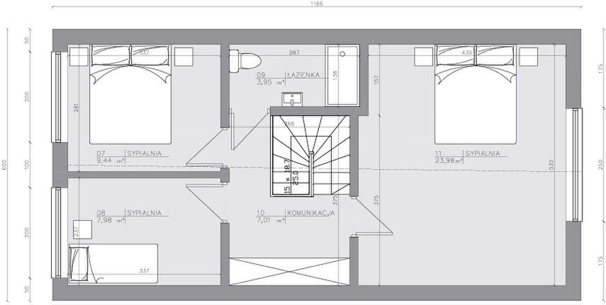 Poddasze projektu Dom szkieletowy Family Smart 70