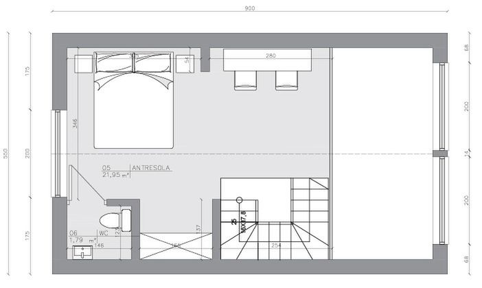 Antresola projektu Dom szkieletowy Mezzanine Smart 50