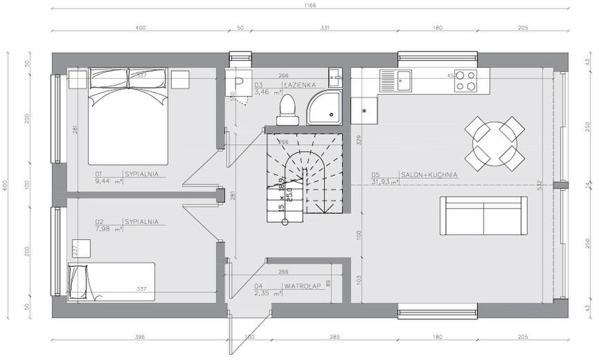 Parter projektu Dom szkieletowy Mezzanine Smart 70