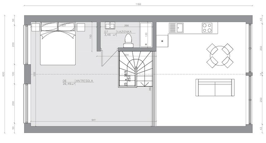 Antresola projektu Dom szkieletowy Mezzanine Smart 70