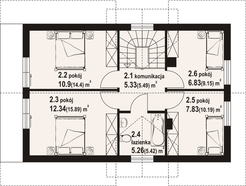 Poddasze projektu Osieczno a3 dws