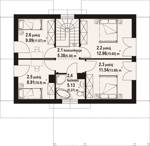 Poddasze projektu Zawojowo a5 dw