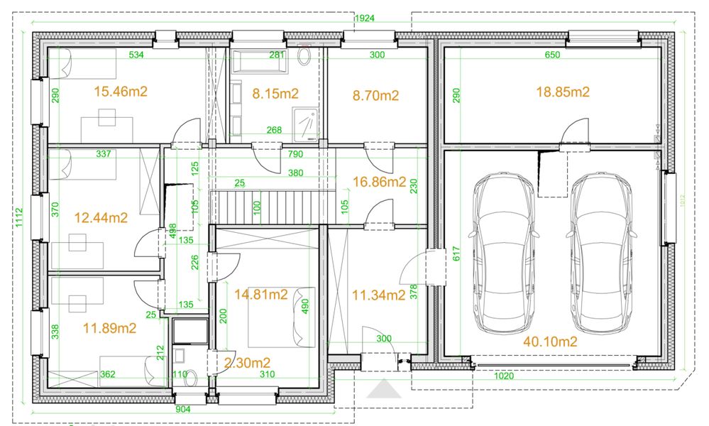 Piętro 1 projektu eko Typowy 72