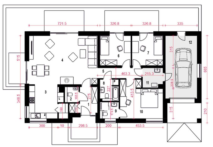 Parter projektu Mamba z garażem 1-st. [A]