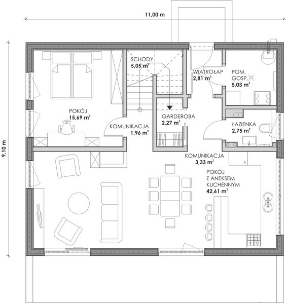 Parter projektu Dom prefabrykowany całoroczny Combino C
