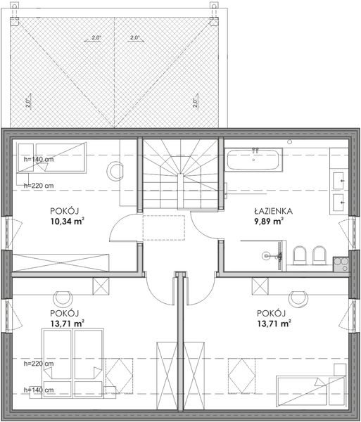 Poddasze projektu Dom prefabrykowany całoroczny Combino B