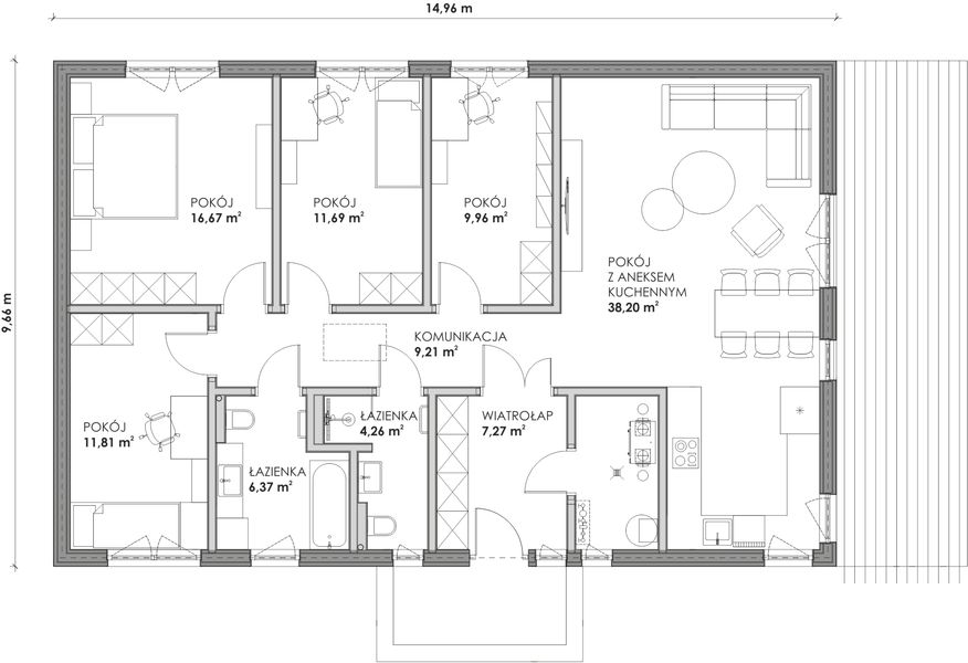 Parter projektu Dom prefabrykowany całoroczny Modo