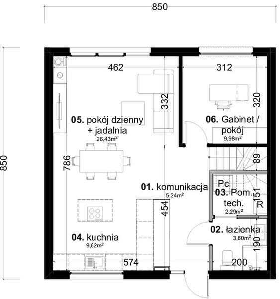 Parter projektu Dom prefabrykowany P.9