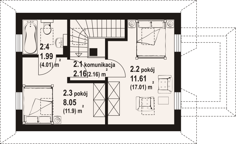 Poddasze projektu Małystok 3 dws