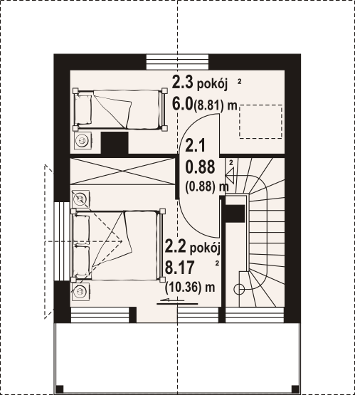 Poddasze projektu Gajówko 23 dw
