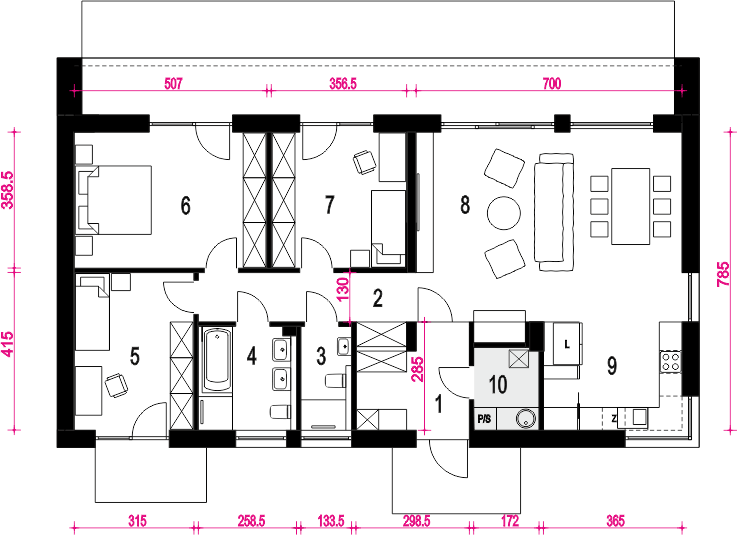 Parter projektu Hyzop bez garażu [B]